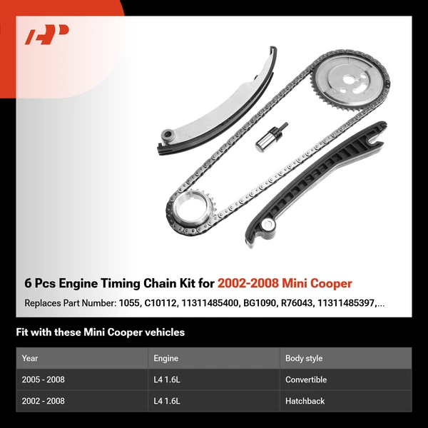 6 Pcs Engine Timing Chain Kit for 2002-2008 Mini Cooper