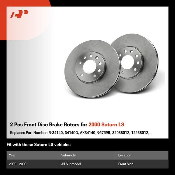 2 Pcs Front Disc Brake Rotors for 2000 Saturn LS