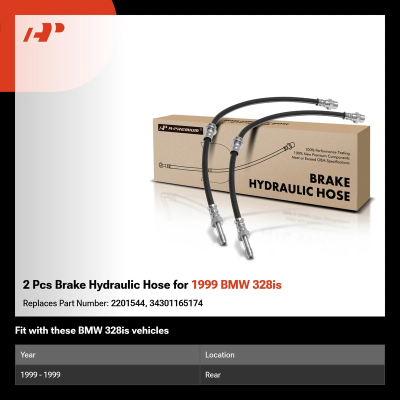 2 Pcs Brake Hydraulic Hose for 1999 BMW 328is