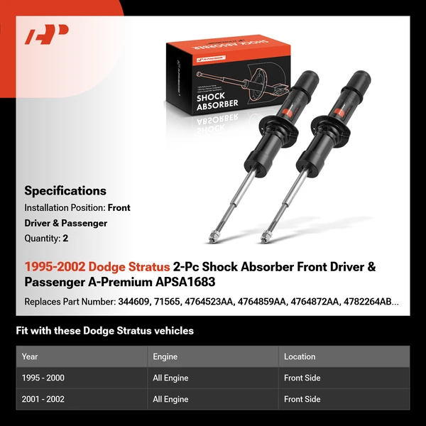 1995-2002 Dodge Stratus 2-Pc Shock Absorber Front Driver & Passenger A-Premium APSA1683