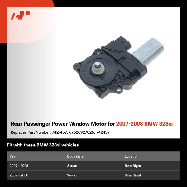 Rear Passenger Power Window Motor for 2007-2008 BMW 328xi