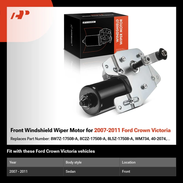 Front Windshield Wiper Motor for 2007-2011 Ford Crown Victoria
