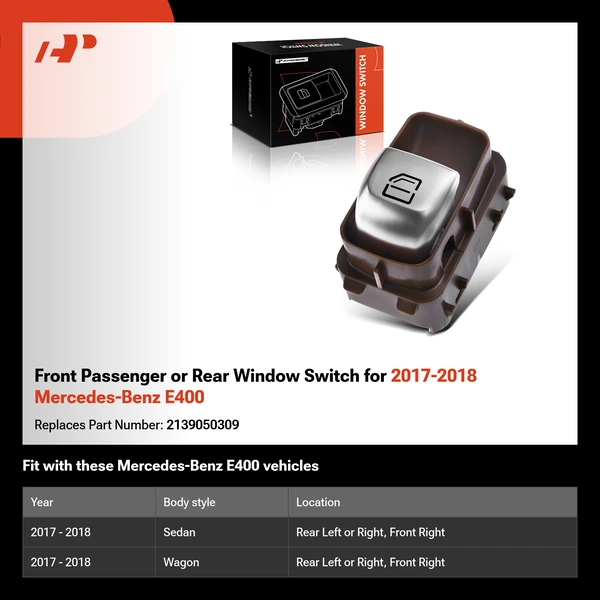 Front Passenger or Rear Window Switch for 2017-2018 Mercedes-Benz E400