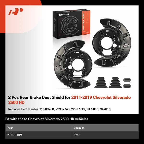 2 Pcs Rear Brake Dust Shield for 2011-2019 Chevrolet Silverado 2500 HD