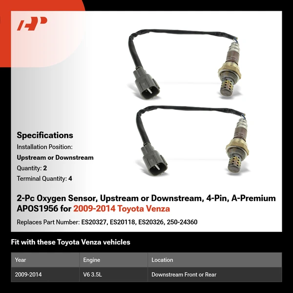 2009-2014 Toyota Venza 2-Pc Oxygen Sensor Upstream or Downstream 4-Pin A-Premium APOS1956