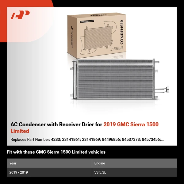 AC Condenser with Receiver Drier for 2019 GMC Sierra 1500 Limited