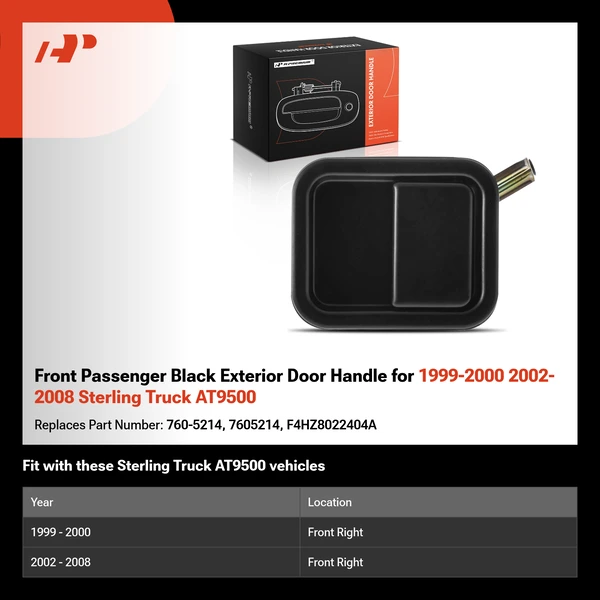 Front Passenger Black Exterior Door Handle for 1999-2000 2002-2008 Sterling Truck AT9500