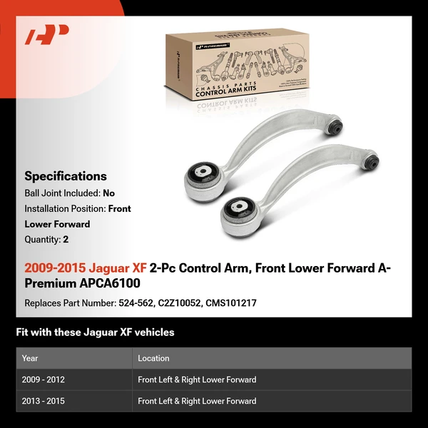 2009-2015 Jaguar XF 2-Pc Control Arm, Front Lower Forward A-Premium APCA6100