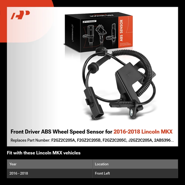 Front Driver ABS Wheel Speed Sensor for 2016-2018 Lincoln MKX