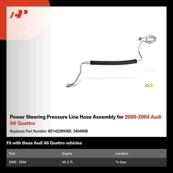 Power Steering Pressure Line Hose Assembly for 2000-2004 Audi A6 Quattro