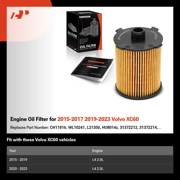 Engine Oil Filter for 2015-2017 2019-2023 Volvo XC60