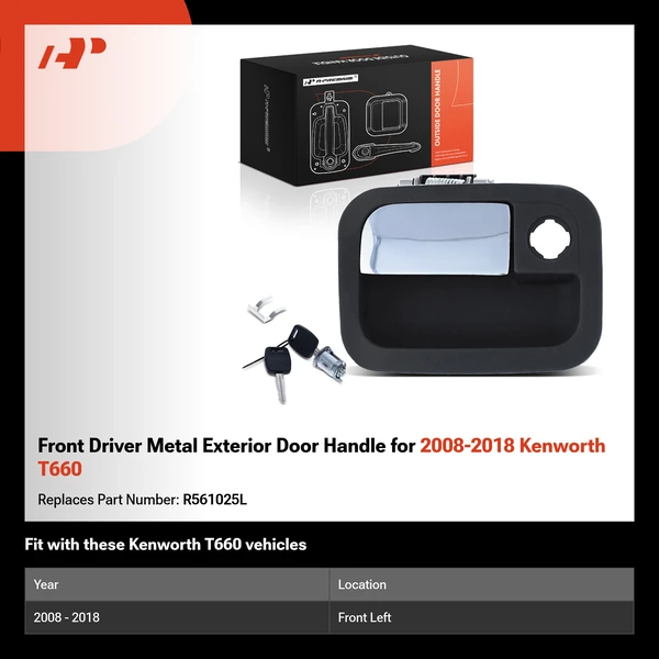 Front Driver Metal Exterior Door Handle for 2008-2018 Kenworth T660