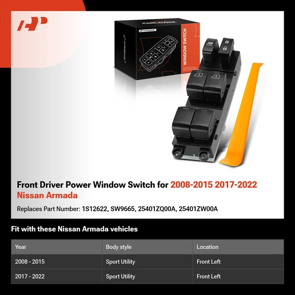 Front Driver Power Window Switch for 2008-2015 2017-2022 Nissan Armada