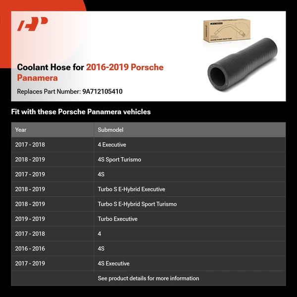 Coolant Hose for 2016-2019 Porsche Panamera