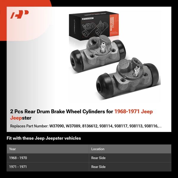 2 Pcs Rear Drum Brake Wheel Cylinders for 1968-1971 Jeep Jeepster