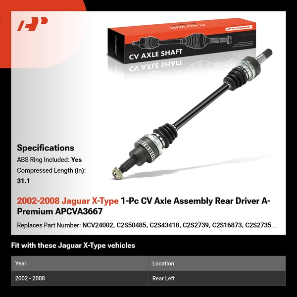 2002-2008 Jaguar X-Type 1-Pc CV Axle Assembly Rear Driver A-Premium APCVA3667