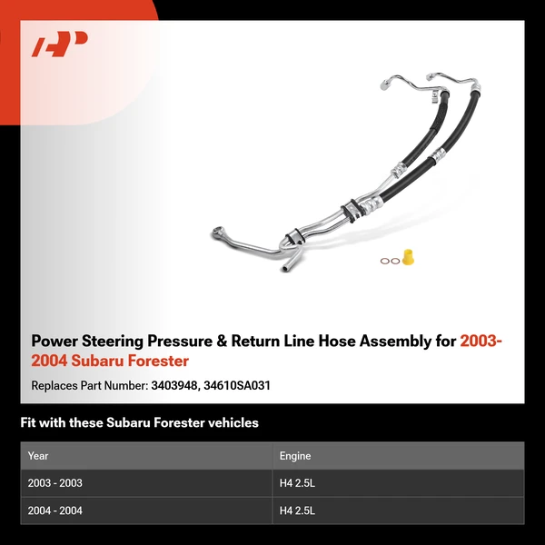 Power Steering Pressure & Return Line Hose Assembly for 2003-2004 Subaru Forester