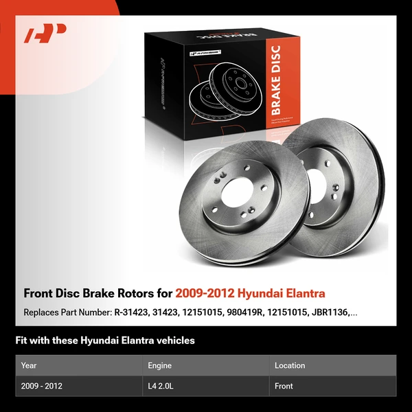 Front Disc Brake Rotors for 2009-2012 Hyundai Elantra