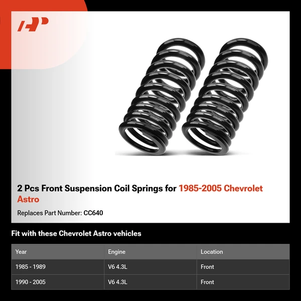 2 Pcs Front Suspension Coil Springs for 1985-2005 Chevrolet Astro