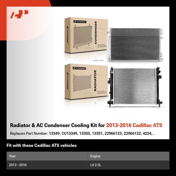 Radiator & AC Condenser Cooling Kit for 2013-2016 Cadillac ATS