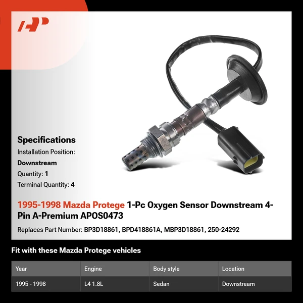 1995-1998 Mazda Protege 1-Pc Oxygen Sensor Downstream 4-Pin A-Premium APOS0473