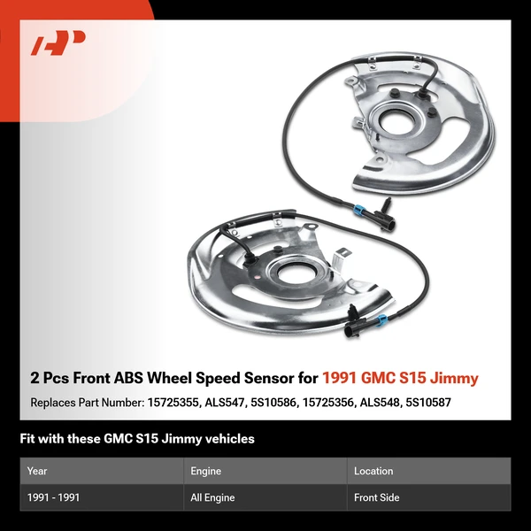 2 Pcs Front ABS Wheel Speed Sensor for 1991 GMC S15 Jimmy