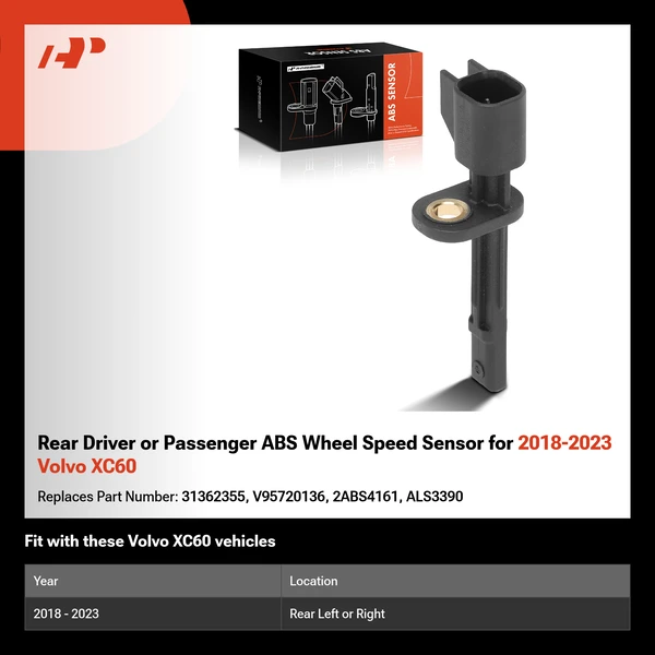 Rear Driver or Passenger ABS Wheel Speed Sensor for 2018-2023 Volvo XC60