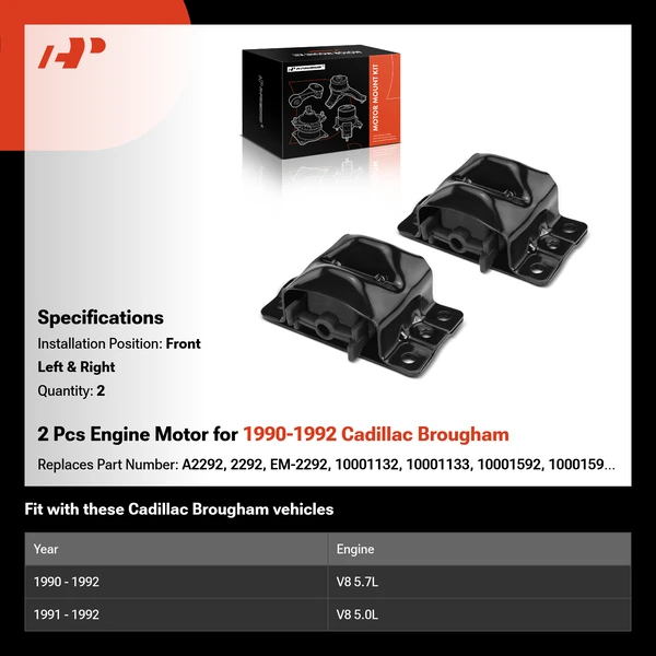 2 Pcs Engine Motor for 1990-1992 Cadillac Brougham