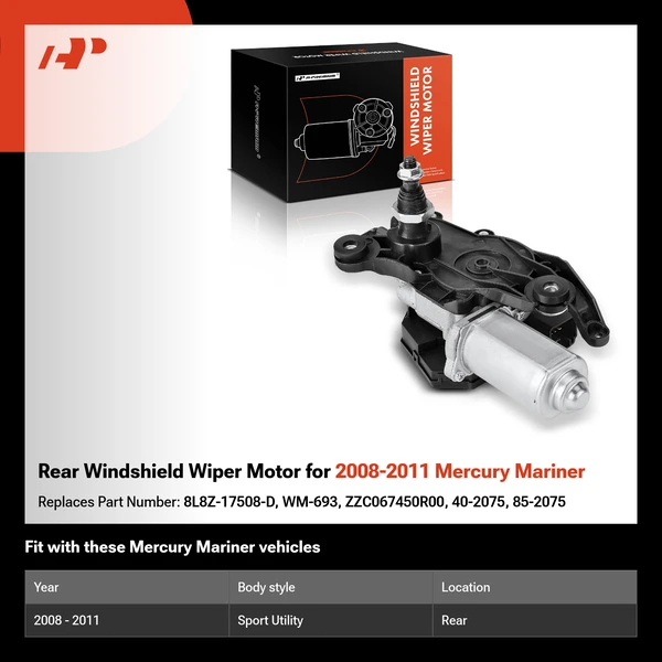 Rear Windshield Wiper Motor for 2008-2011 Mercury Mariner