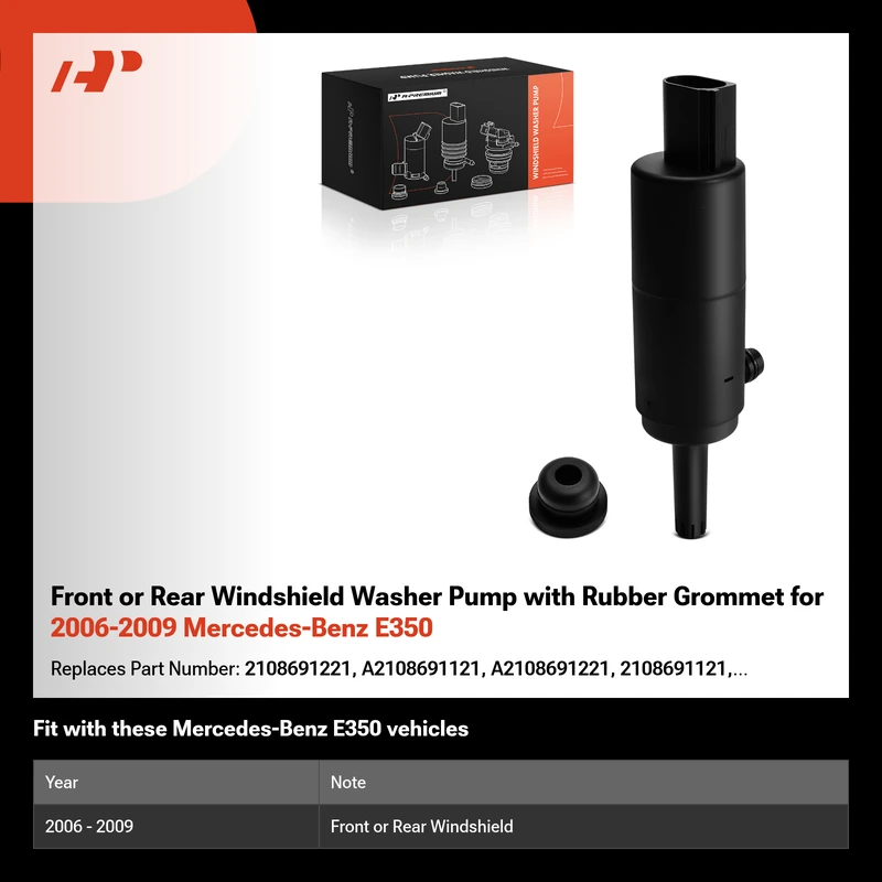 Front or Rear Windshield Washer Pump with Rubber Grommet for 2006-2009 Mercedes-Benz E350
