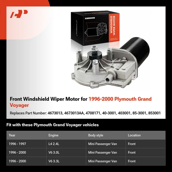 Front Windshield Wiper Motor for 1996-2000 Plymouth Grand Voyager