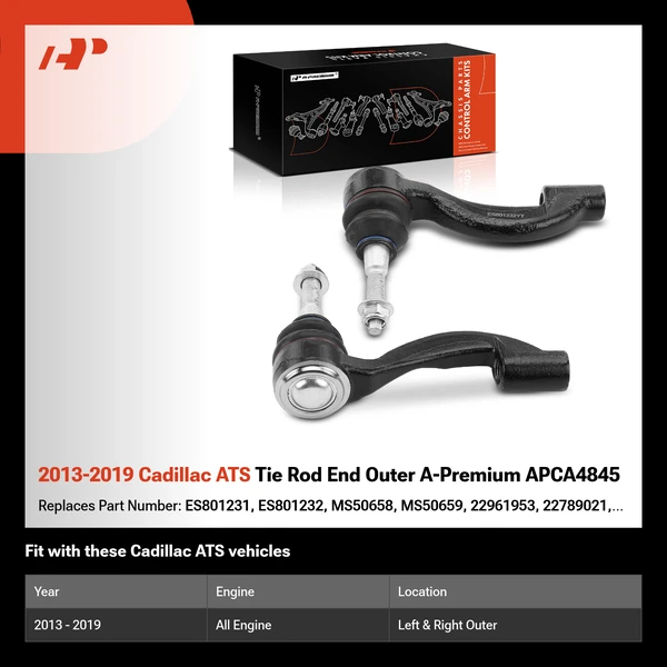 2013-2019 Cadillac ATS Tie Rod End Outer A-Premium APCA4845