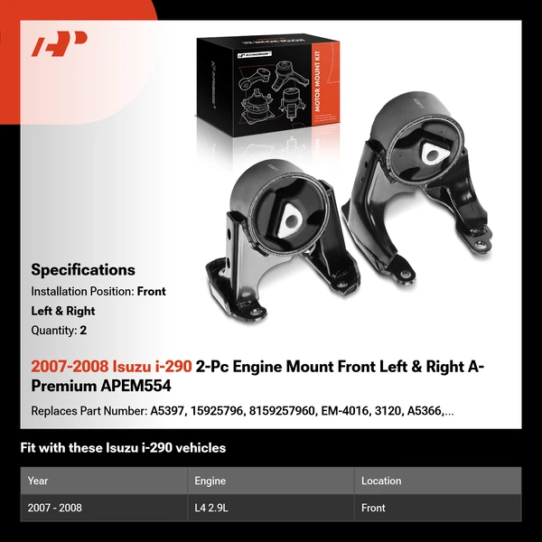 2007-2008 Isuzu i-290 2-Pc Engine Mount Front Left & Right A-Premium APEM554