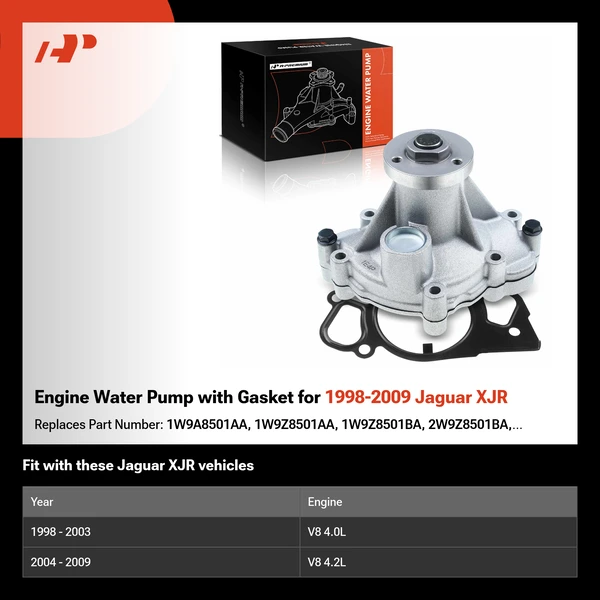 Engine Water Pump with Gasket for 1998-2009 Jaguar XJR