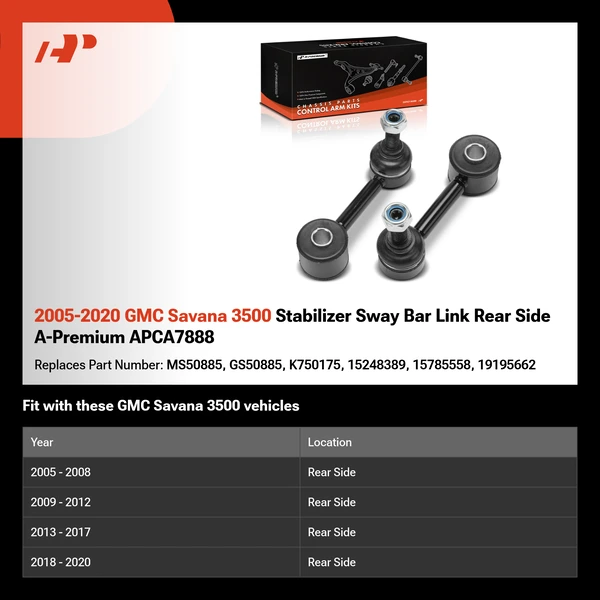 2005-2020 GMC Savana 3500 Stabilizer Sway Bar Link Rear Side A-Premium APCA7888