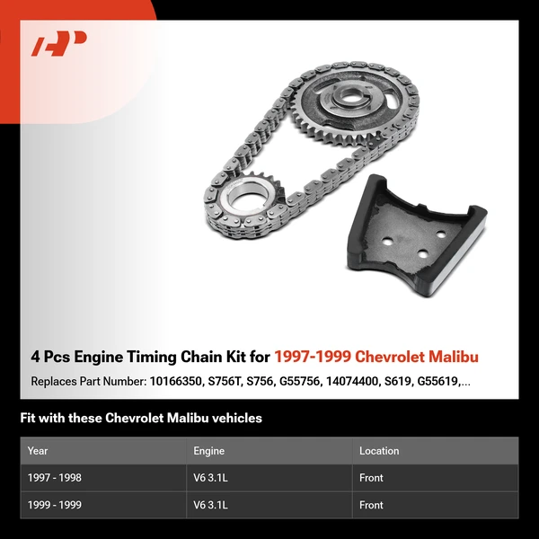 4 Pcs Engine Timing Chain Kit for 1997-1999 Chevrolet Malibu