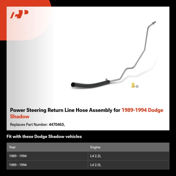 Power Steering Return Line Hose Assembly for 1989-1994 Dodge Shadow