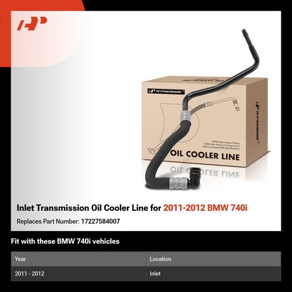 Inlet Transmission Oil Cooler Line for 2011-2012 BMW 740i