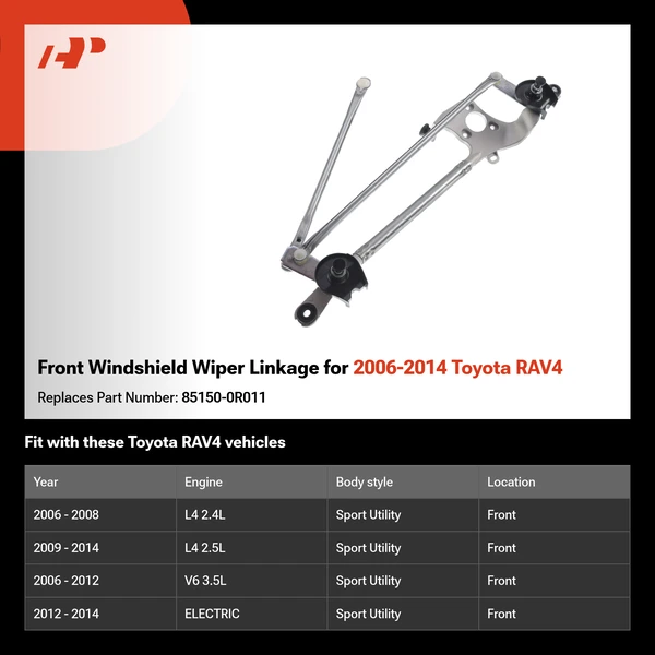Front Windshield Wiper Linkage for 2006-2014 Toyota RAV4