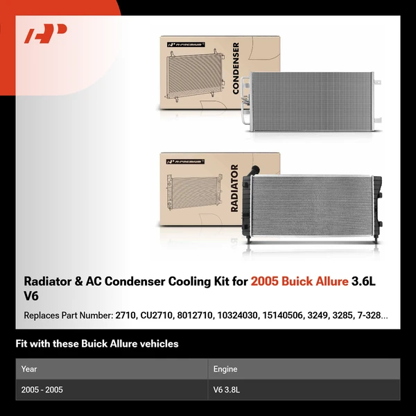 Radiator & AC Condenser Cooling Kit for 2005 Buick Allure 3.6L V6