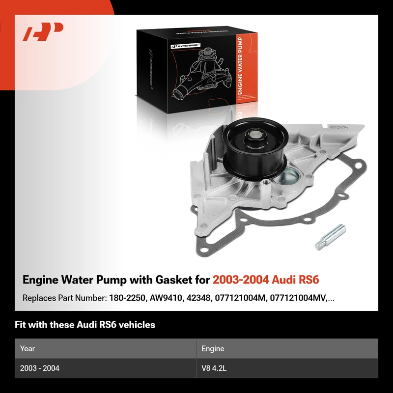 Engine Water Pump with Gasket for 2003-2004 Audi RS6