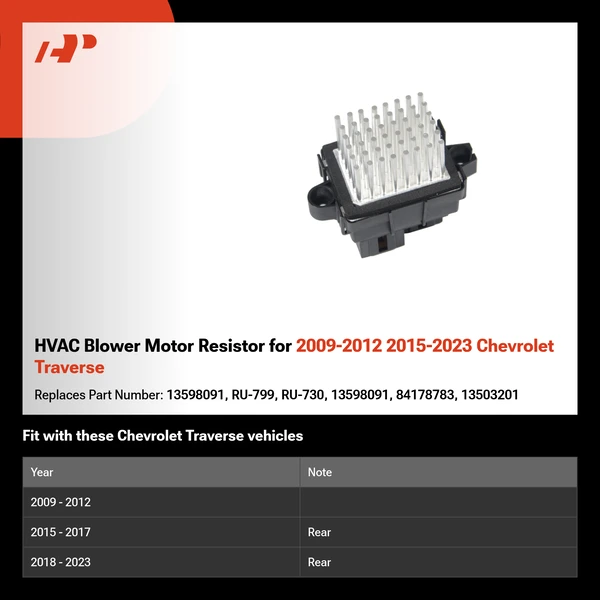 HVAC Blower Motor Resistor for 2009-2012 2015-2023 Chevrolet Traverse