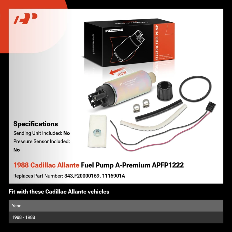 1988 Cadillac Allante Fuel Pump A-Premium APFP1222