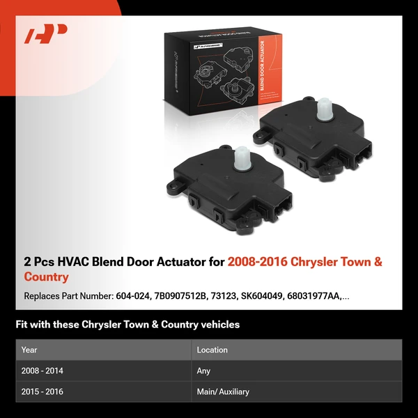 2 Pcs HVAC Blend Door Actuator for 2008-2016 Chrysler Town & Country
