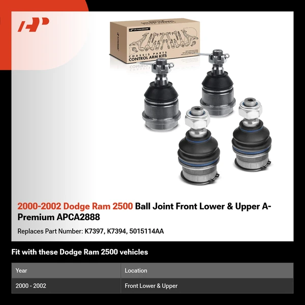2000-2002 Dodge Ram 2500 Ball Joint Front Lower & Upper A-Premium APCA2888