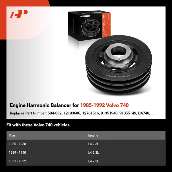 Engine Harmonic Balancer for 1985-1992 Volvo 740