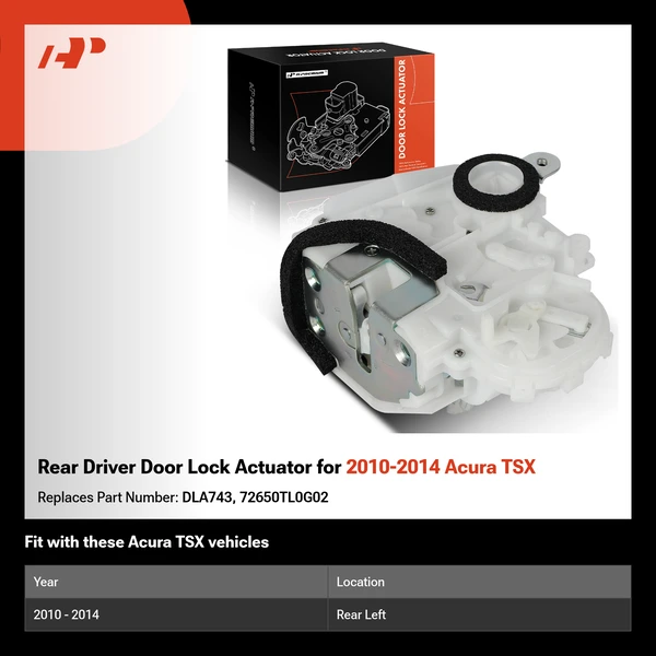 Rear Driver Door Lock Actuator for 2010-2014 Acura TSX