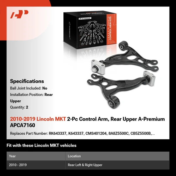 2010-2019 Lincoln MKT 2-Pc Control Arm, Rear Upper A-Premium APCA7160