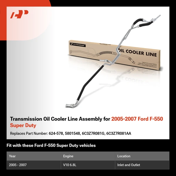 Transmission Oil Cooler Line Assembly for 2005-2007 Ford F-550 Super Duty