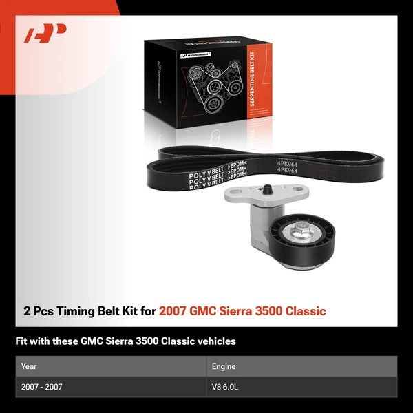 2 Pcs Timing Belt Kit for 2007 GMC Sierra 3500 Classic